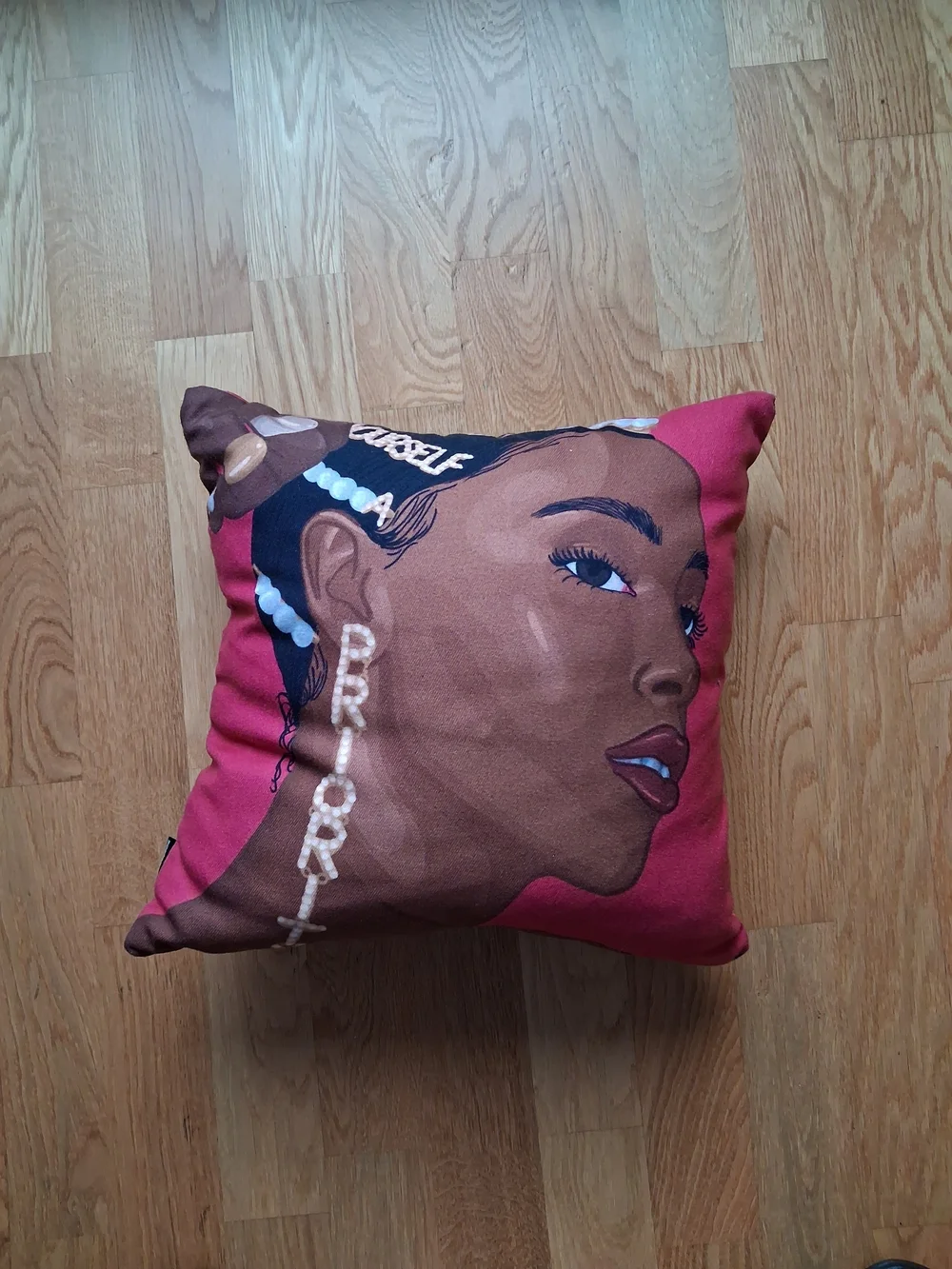 Stylish Pink Portrait Accent Pillow by